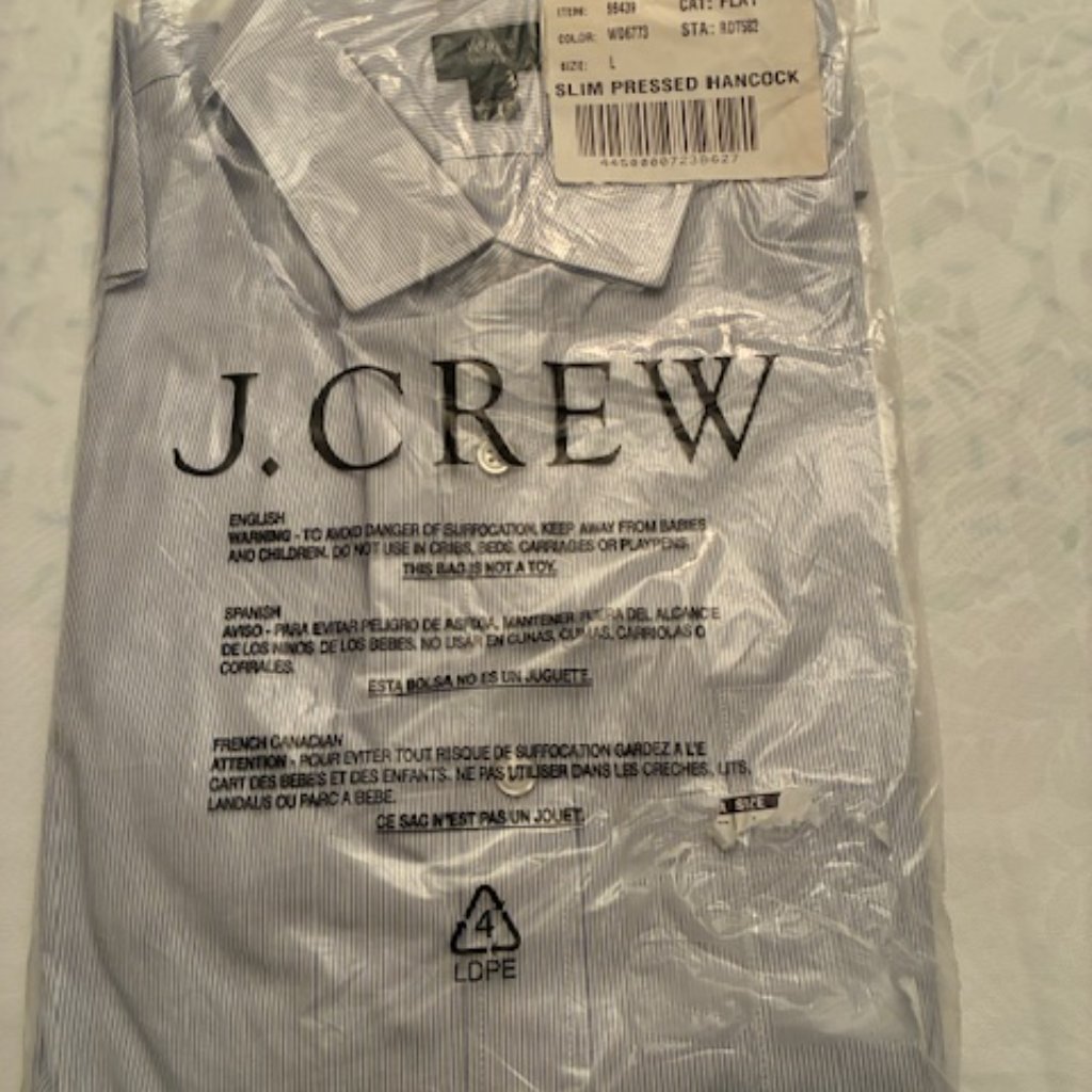 Shirt. Jcrew Ludlow Slim Pressed Hancock. Blue Fine Pinstripe. Sz L.